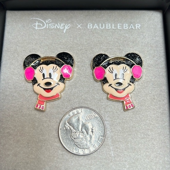 Disney Baublebar Earrings Minnie Mouse Winter Earmuffs NIB - Picture 3 of 6